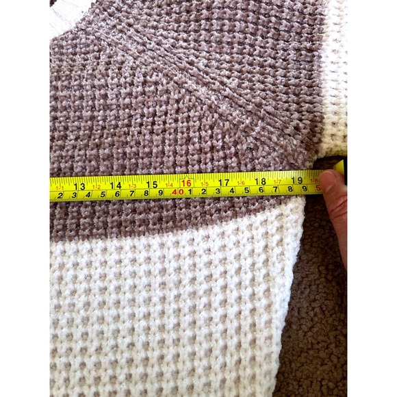 Altar'd State Womens XS Chenille Cropped Sweater Brown Cream Colorblock Striped - Picture 7 of 8